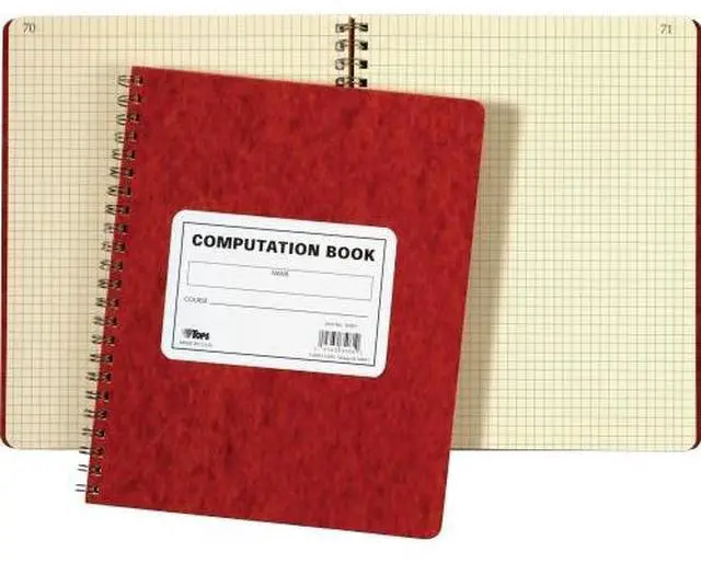 Alt view image 8 of 16 - Tops Computation Notebk 4x4 Quad 76 Shts 11-3/4"x9-1/2" Red Cover 35061