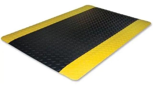 Alt view image 3 of 16 - Genuine Joe Anti-Fatigue Floor Mat Beveled Edge 3'x5' Black/Yellow 70364