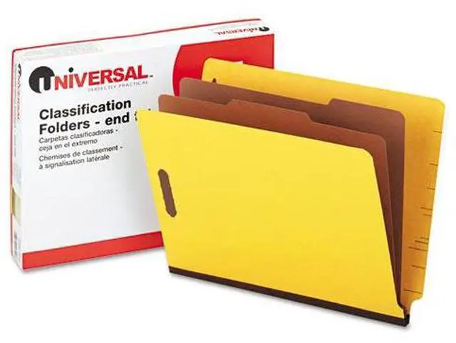 Main image of Pressboard End Tab Classification Folders, Letter, Six-Section, Yellow