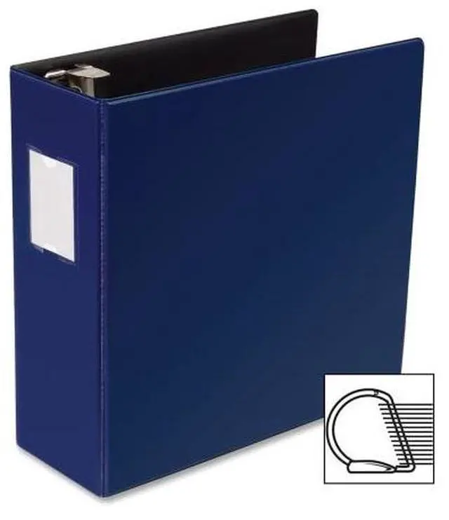 Alt view image 2 of 5 - Business Source D-Ring Binder w/Label Holder Hvy-Dty 4" Blue 33119