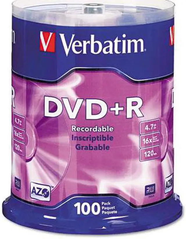Main image of DVD+R Discs, 4.7GB, 16x, Spindle, 100/Pack