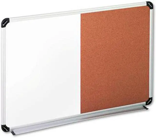 Main image of Cork/Dry Erase Board, Melamine, 24 X 18, Black/Gray Aluminum/Plastic F