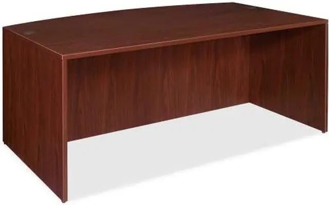 Alt view image 4 of 11 - Lorell Bowfront Desk Shell 72"x36"x29-1/2" Mahogany 69370