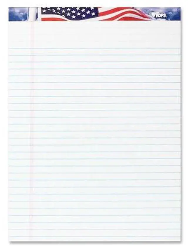 Alt view image 2 of 4 - TOPS American Pride Writing Tablet
50 Sheet - 16 lb - 8.50" x 11.75" - 3 / Pack - White Paper