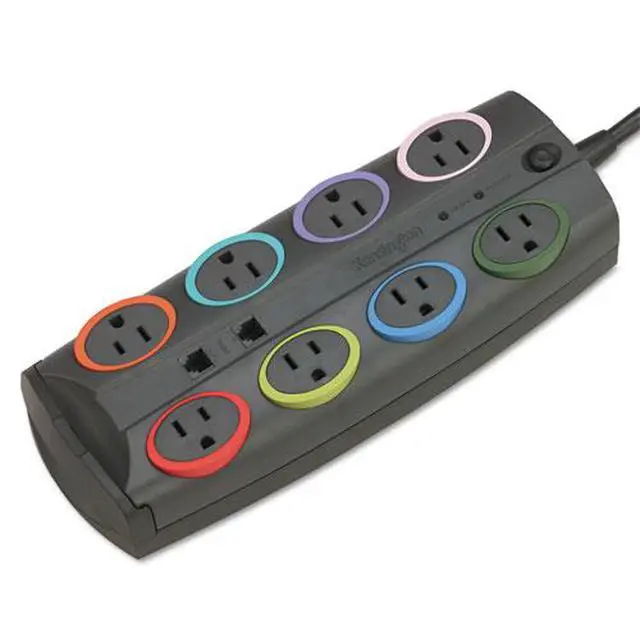 Alt view image 6 of 13 - SmartSockets Color-Coded Surge Protector 8 Outlets 8 ft Cord 3090 Joules