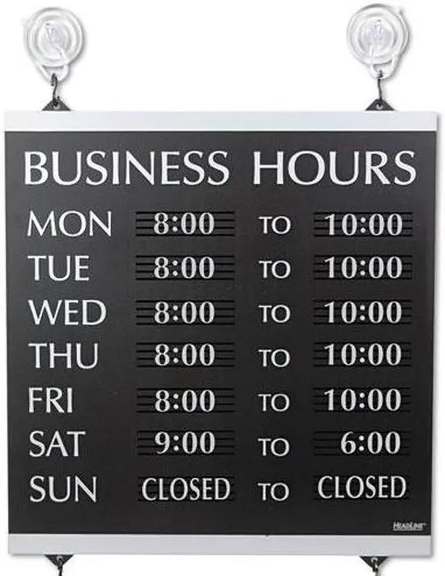 Alt view image 9 of 11 - Headline Sign Century Series Business Hours Sign Heavy-Duty Plastic 13 x 14 Black 4247