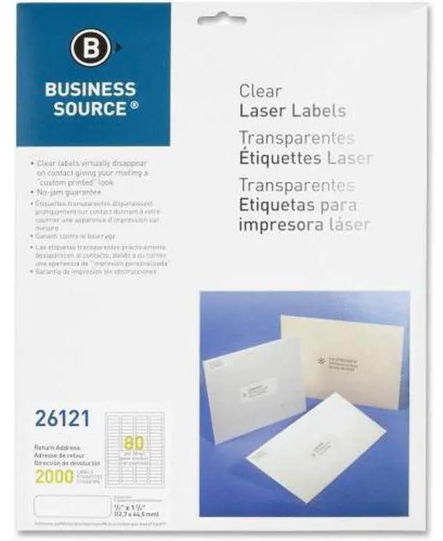 Alt view image 2 of 5 - Business Source Laser Labels Return Address 1/2"x1-3/4" 2000/PK Clear 26121