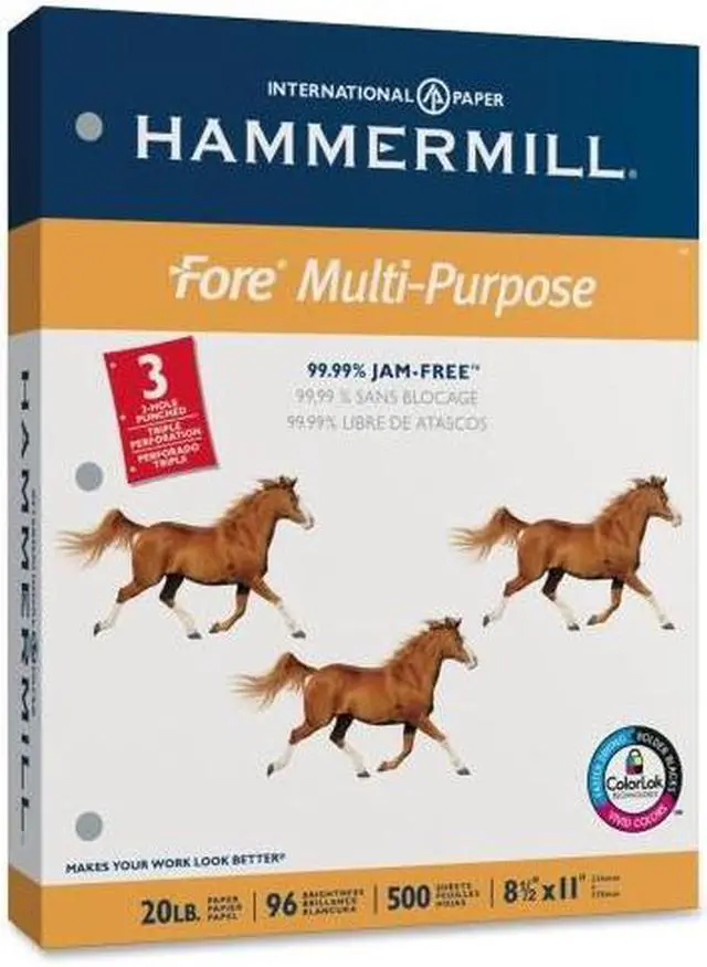 Alt view image 6 of 13 - Hammermill MP Paper 20Lb 3-Hole 8-1/2"x11" 96 GE/112 ISO WE 103275RM