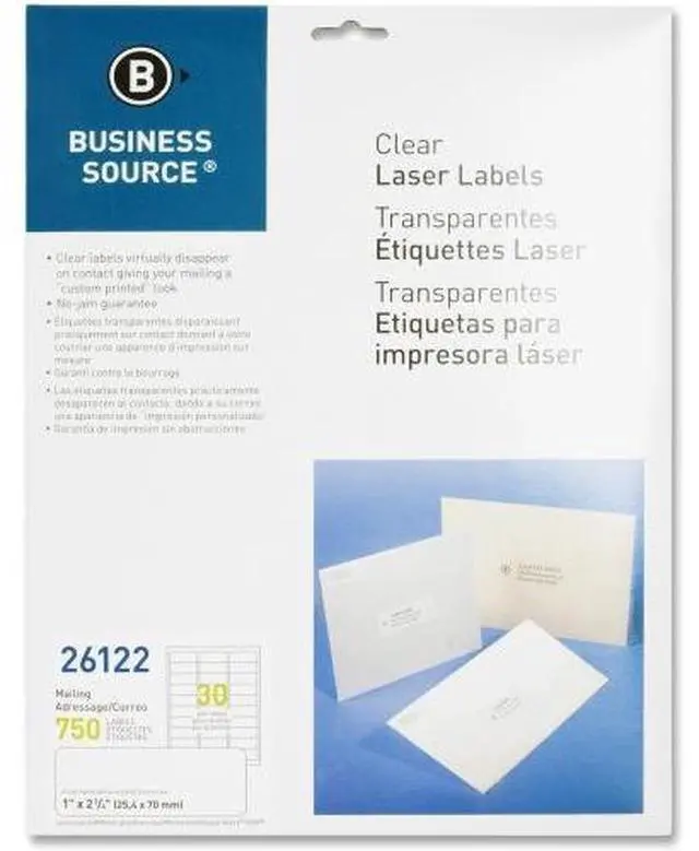 Alt view image 8 of 13 - Business Source 26122 Clear Mailing Label 1" Width x 2.75" Length - 750 / Pack - Laser - Clear