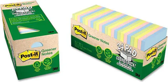 Alt view image 2 of 4 - Post-it - Greener Recycled Notes - 3 x 3 - Sunwashed Pier - 24 75-Sheet Pads/Pack