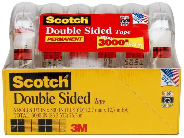 Main image of Scotch Double Sided Tape, 1/2" x 500", 6pk.