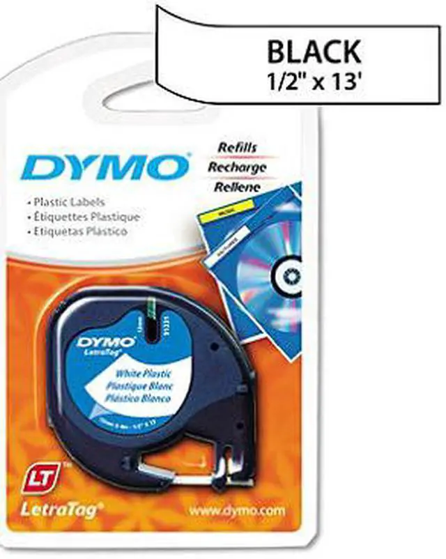 Main image of DYMO LetraTag - 91331 Plastic Label Tape, 1/2", White