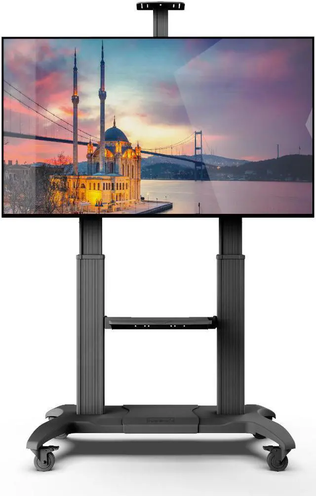 Alt view image 8 of 20 - Kanto MTMA100PL Height Adjustable Mobile TV Stand with Adjustable Shelf for 60-inch to 100-inch TVs