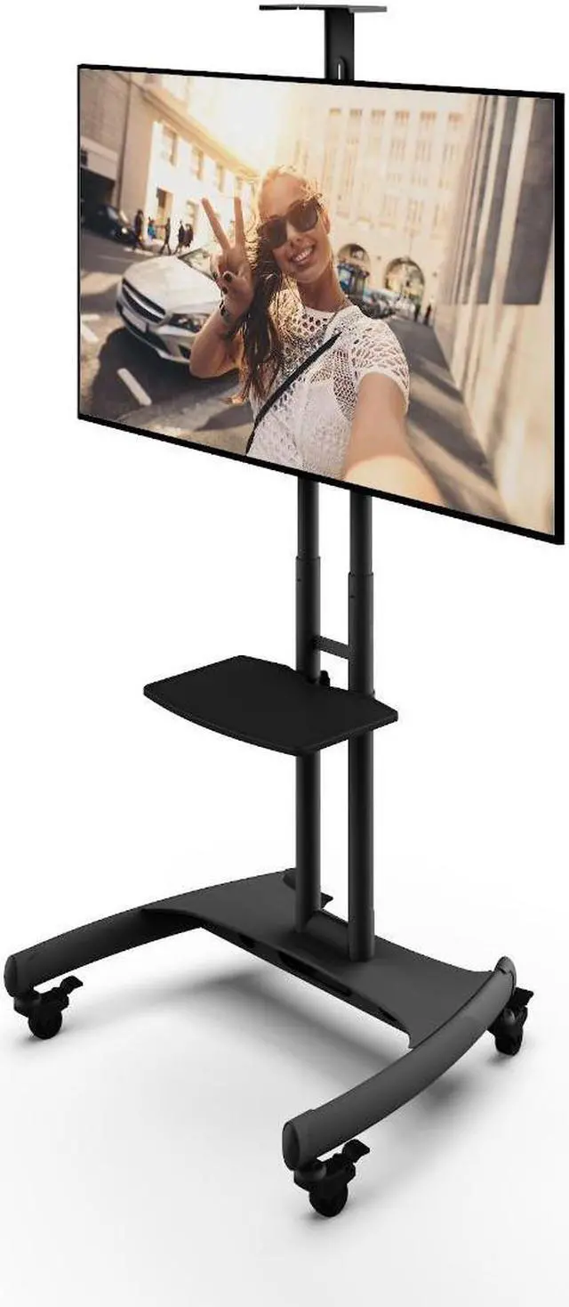 Alt view image 9 of 14 - Kanto MTM65PL Height Adjustable Mobile TV Stand with Adjustable Shelf for 37-inch to 65-inch TVs