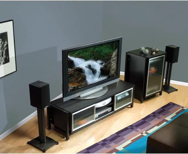 Alt view image 5 of 5 - Sanus SF34 Steel Series 34" Bookshelf Speaker Stands - Pair (Black)