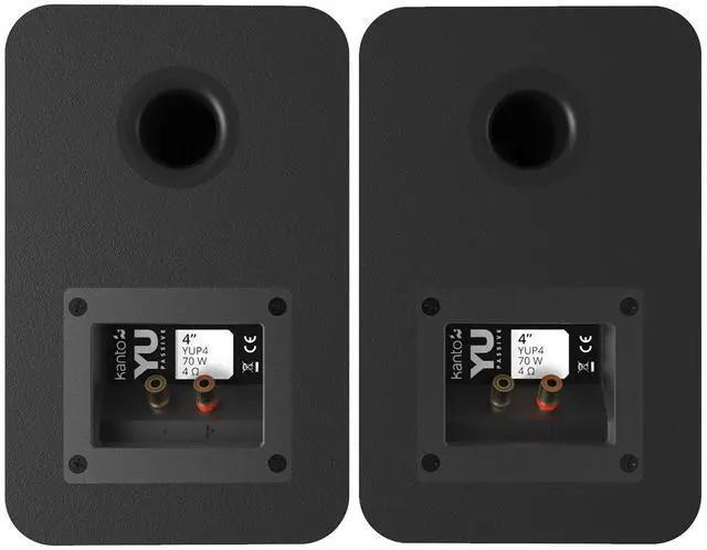 Alt view image 4 of 6 - Kanto YUP4 Passive Bookshelf Speakers with 1" Silk Dome Tweeter and 4" Kevlar Woofer - External Amplifier/Receiver Required - Pair (Black)