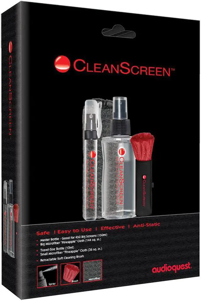 Alt view image 3 of 7 - AudioQuest CleanScreen Kit with Cleaning Fluid, Microfiber Cloth, and Retractable Brush