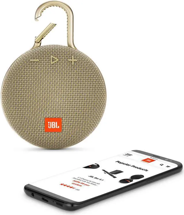 Alt view image 6 of 13 - JBL Clip 3 Portable Bluetooth Waterproof Speaker (Sand)