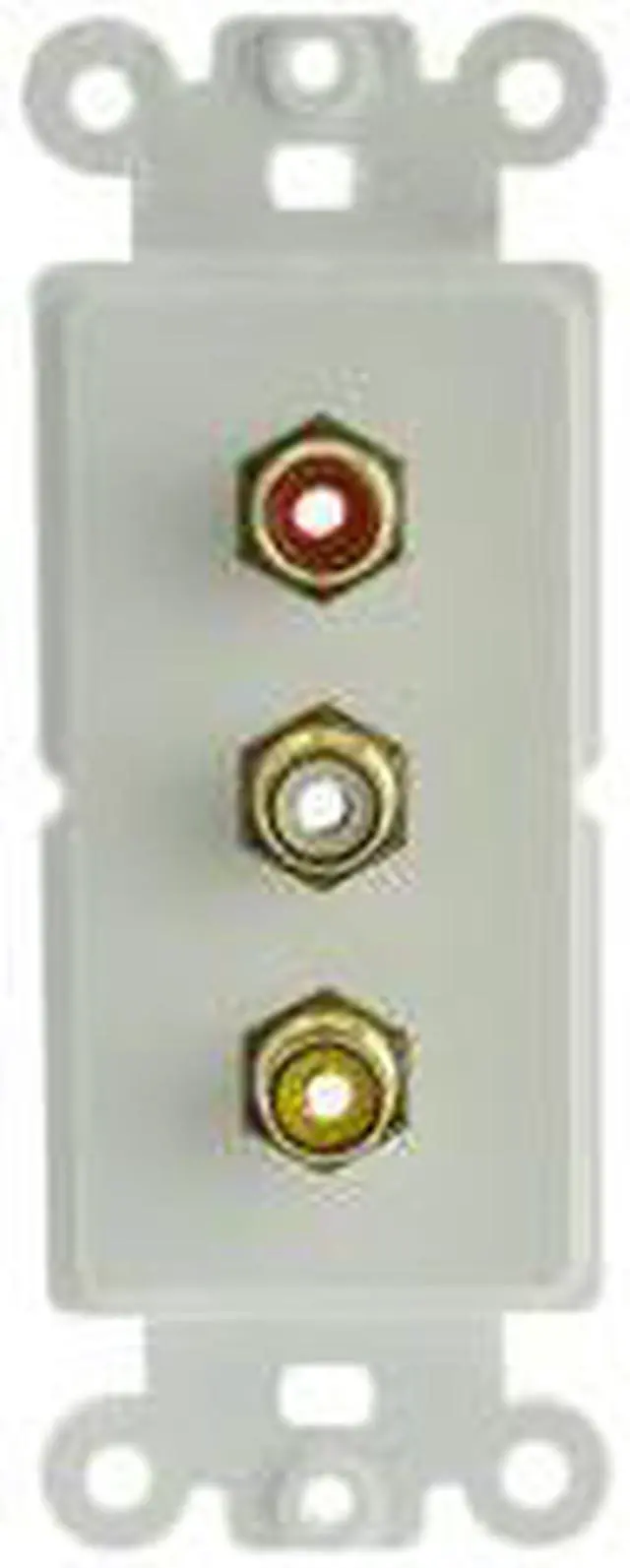 Main image of Cable Wholesale Decora Wall Plate Insert White 3 RCA Couplers (Red / White / Yellow), RCA Female