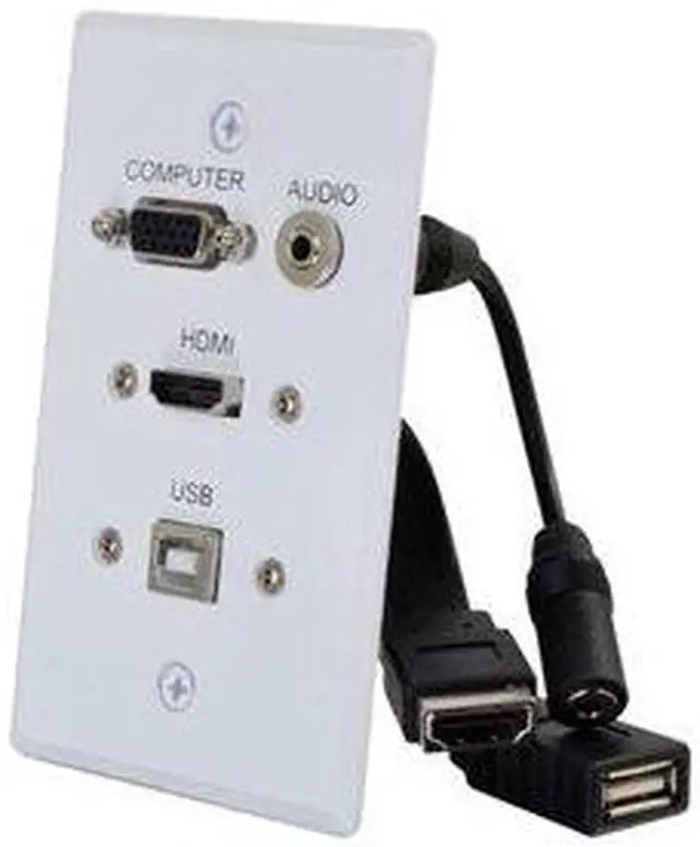 Alt view image 2 of 13 - C2G / Cables To Go 39706 HDMI, VGA, 3.5MM Audio and USB Pass Through Single Gang Wall Plate, White