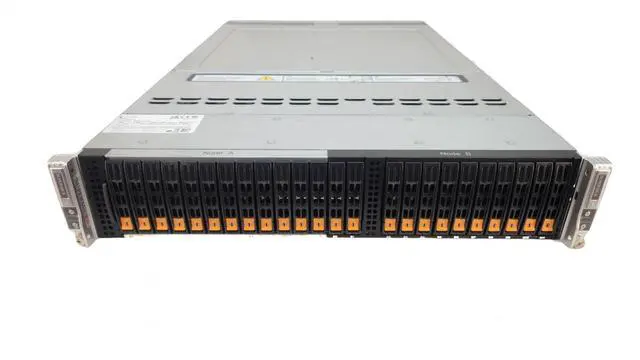 Main image of Supermicro BigTwin SuperServer SYS-220BT-DNTR 2U 2-Node 24x NVMe Server with X12DPT-B6, 4x Gold 6338N 2.2GHz 32-Core CPUs, 128GB DDR4 RAM, 24x Trays, 4x 100GbE, Rails