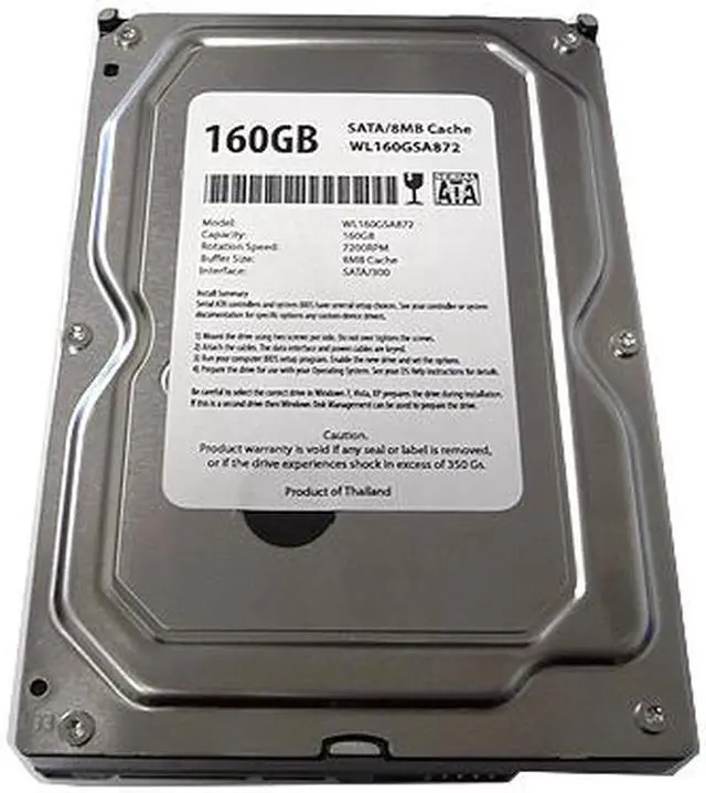 Alt view image 4 of 5 - WL 160GB 8MB Cache 7200RPM SATA2 3.5" Internal Desktop Hard Drive (For PC/Mac, DELL, Compaq, HP, ASUS, IBM, eMachine, Gateway) - 1 Year Warranty