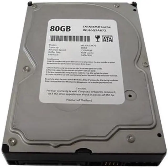 Alt view image 3 of 5 - WL 80GB 2MB Cache 7200RPM SATA2 3.5" Internal Desktop Hard Drive (For PC/Mac, DELL, Compaq, HP, ASUS, IBM, eMachine, Gateway) - 1 Year Warranty