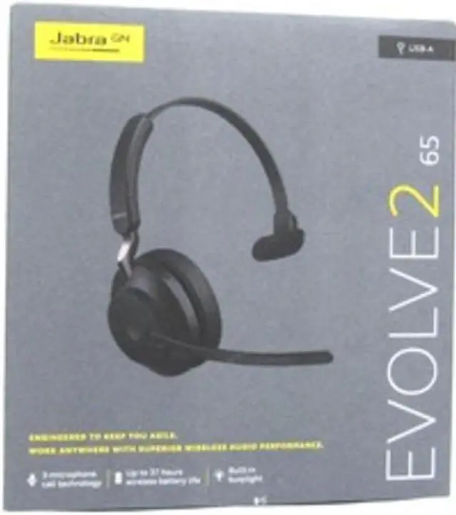 Alt view image 8 of 8 - Jabra Evolve2 65 USB-A UC Mono - Black Wireless Headset / Music Headphones