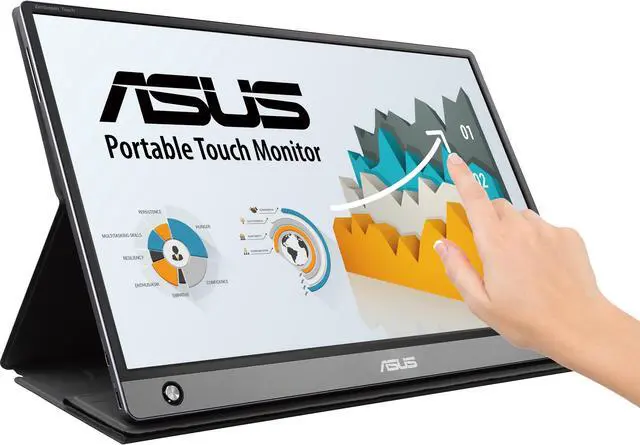 Alt view image 9 of 20 - ASUS ZenScreen Touch MB16AMT USB Portable Monitor  15.6-inch, IPS, Full HD, 10-point Touch, Built-in Battery, Hybrid Signal Solution, USB Type-C, Micro-HDMI, Compatible with Laptops, Smartphones, Gam