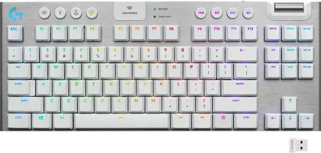 Alt view image 9 of 10 - Logitech G915 TKL Lightspeed Mechanical Wireless Gaming Keyboard RGB GL Tactile Switch (920-009660), White