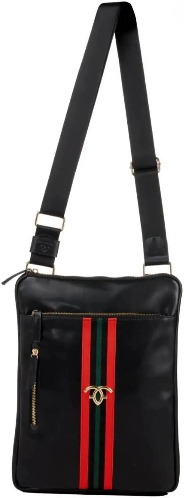 Alt view image 2 of 2 - Francine Collections FWB10STRCB Fabrique Stryker Crossbody Bag For 10-inch Tablet - Nylon - Vegan Leather - Micro-suede Lining - Zipper Closure - Shoulder Carrying Strap - Black