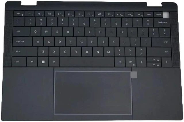 Main image of Dell 57XY2 Palmrest Haptic Collaboration Touchpad and Spill Resistant Backlit US International Qwerty Keyboard Assembly for Latitude 9440 2-In-1 Laptop - Black