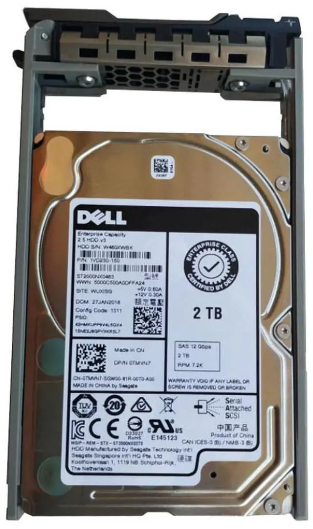 Alt view image 6 of 7 - TMVN7 Dell 2TB 7.2K SAS 12G 2.5" Near Line 128M Hard Drive 0TMVN7
