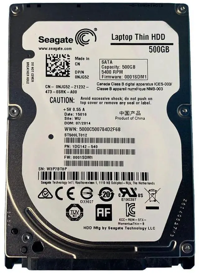 Main image of NJG52 500GB 5400RPM SATA 2.5Inch Dell Hard Drive