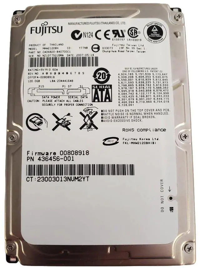 Main image of Dell CA06820-B40700C1 Internal 120GB Hard Disk Drive - 2.5-inch - 1.5 Gbps - 5400 RPM - SATA - 9.5mm