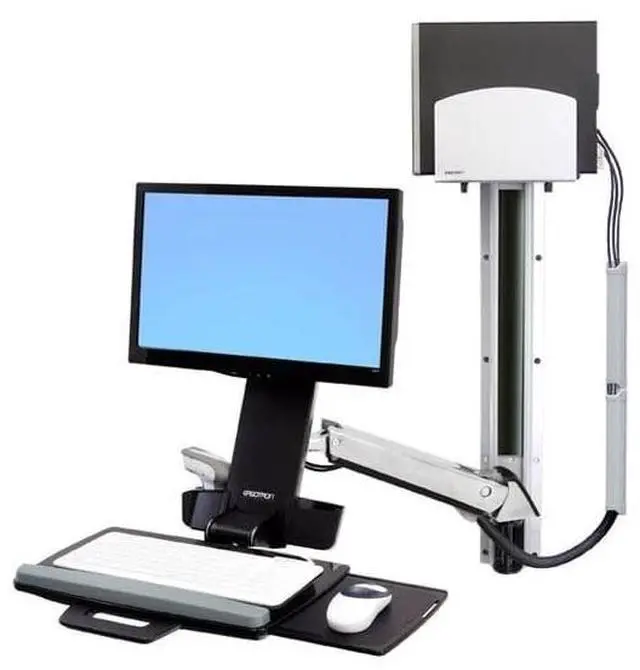 Alt view image 13 of 13 - Ergotron StyleView Sit-Stand Combo System With Medium Silver CPU Holder - Mounting kit (articulating arm, wall track mou