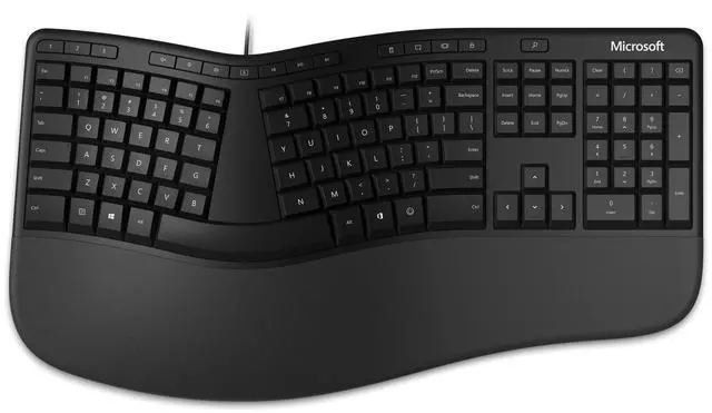 Alt view image 10 of 10 - Microsoft Ergonomic Keyboard - Black. Wired, Comfortable, Ergonomic Keyboard with Cushioned Wrist and Palm Support. Split Keyboard. Dedicated Office Key.