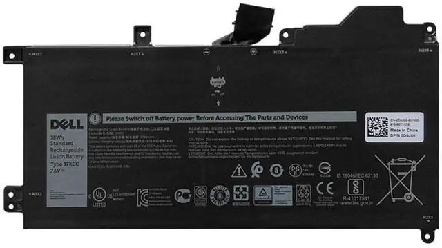 Main image of Dell D9J00 2-cell 38 Wh Lithium Ion Replacement Battery - Black