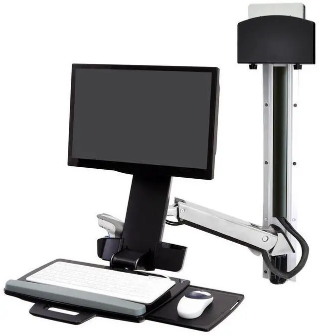 Alt view image 6 of 9 - ERGOTRON 45-273-026 StyleView Sit-Stand Combo System with Small CPU Holder (Polished Aluminum)
