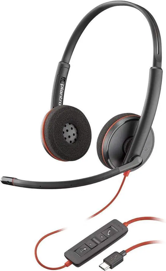 Main image of Plantronics Blackwire C3220 209749-101 Wired Headset - Black - Double-ear - Binaural - USB Type-C - 32 Ohms - 100 Hertz-10 kHz Optimal for PC Wideband Voice Telephony (Up to 6800 Hz) - Enhanced ...