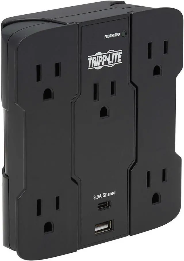 Main image of Eaton Tripp Lite Series SK5BUCAM Safe-IT Surge Protector - Black - USB-A/USB-C Ports - 5-outlet - 5-15P - Direct Plug-in - 1050 Joules - Antimicrobial Protection