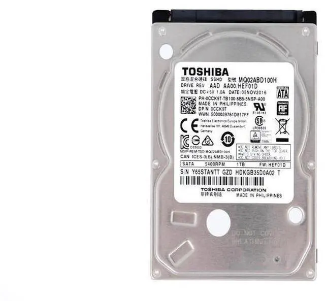 Main image of Dell CCK9T (Toshiba MQ02ABD100H) 1 TB Hybrid Solid State Drive - 2.5 Inches - SATA - 6 Gbps - 8 GB Nand Flash - 5400 RPM - 64 MB Cache
