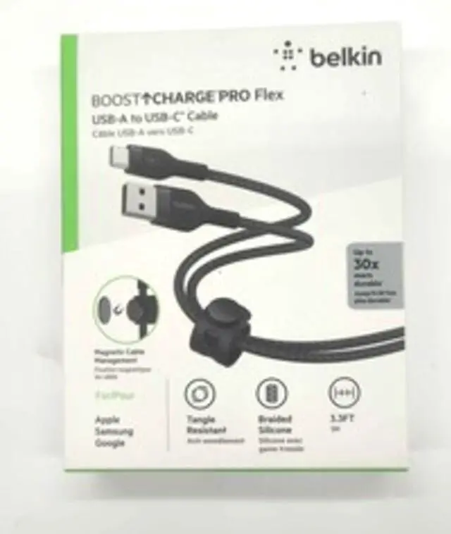 Alt view image 4 of 4 - Belkin CAB010BT1MBK BOOST CHARGE PRO Flex 3.28ft.USB-A to USB-C Cable - Black