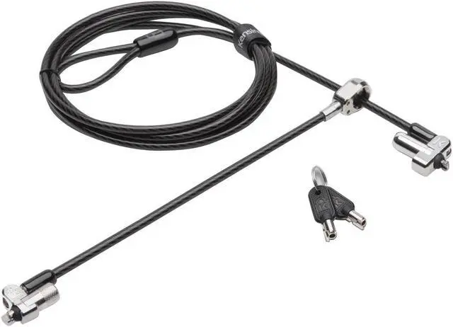 Main image of Kensington N17 Keyed Dual Head Laptop Lock for Dell Devices - Black - Carbon Steel - 6 ft - For Notebook, Tablet