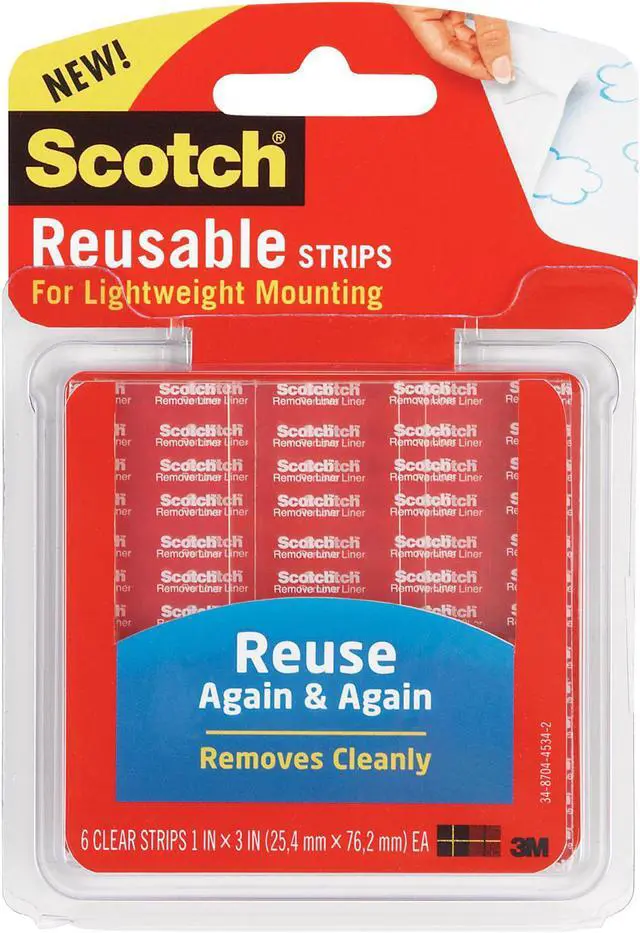 Alt view image 2 of 20 - Scotch Restickable Mounting Tabs 1" x 3" Clear 6/Pack R101