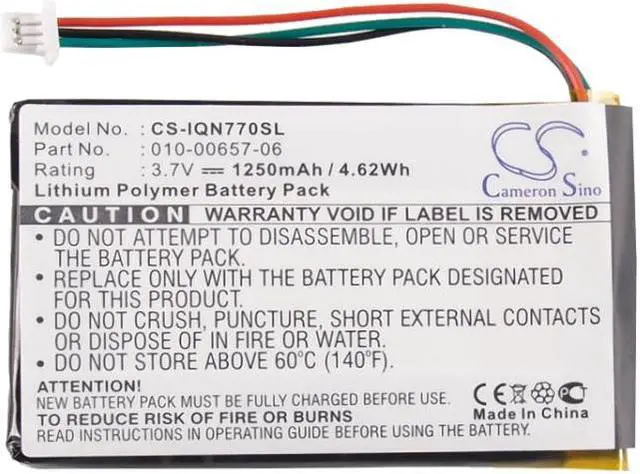 Alt view image 6 of 6 - Battery for Garmin GPS Navigation 010-00657-06 Nuvi 770 770T CS-IQN770SL 1250mAh