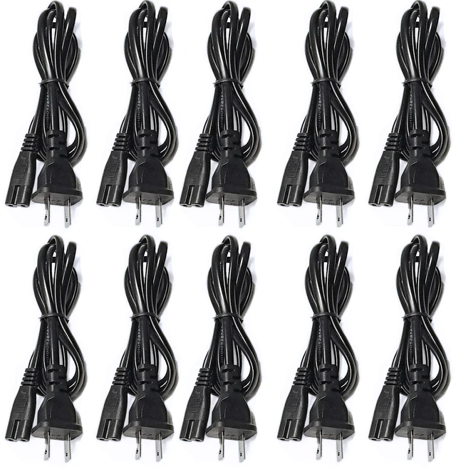 Main image of 10 pack of 5' ft AC Power Cord 2 Two Prong Extension Cable for Xbox Playstation 2 PS2 Sega LCD Monitor