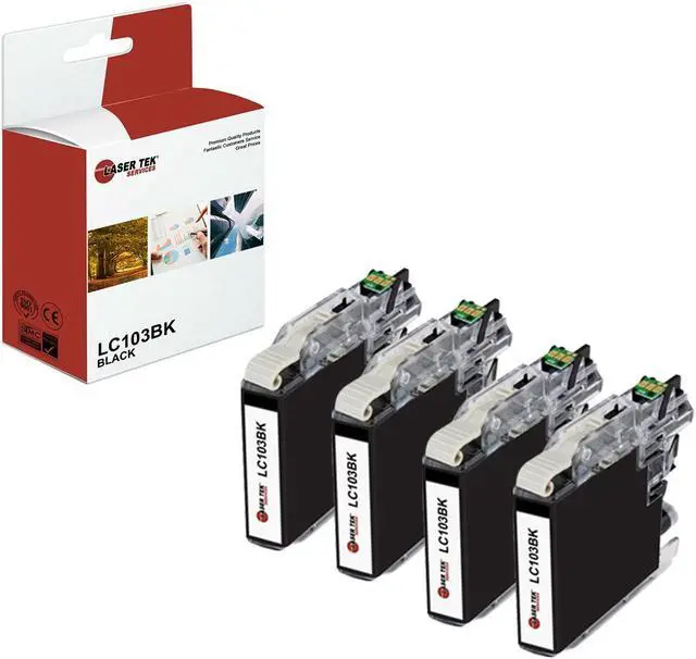Main image of Laser Tek Services Compatible Ink Cartridge Replacement for Brother LC-103 LC103BK Works with Brother DCPJ152W, MFCJ245 J285DW Printers (Black, 4 Pack) - 600 Pages