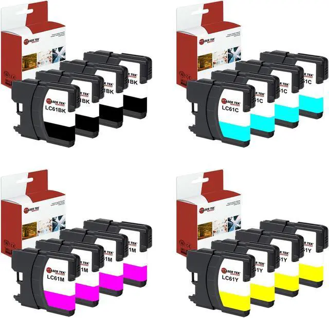 Main image of Laser Tek Services Compatible Ink Cartridge Replacement for Brother LC-61 LC61BK LC61C LC61M LC61Y Works with Brother DCP165C, MFC250C 255CW Printers (Black, Cyan, Magenta, Yellow, 20 Pack)