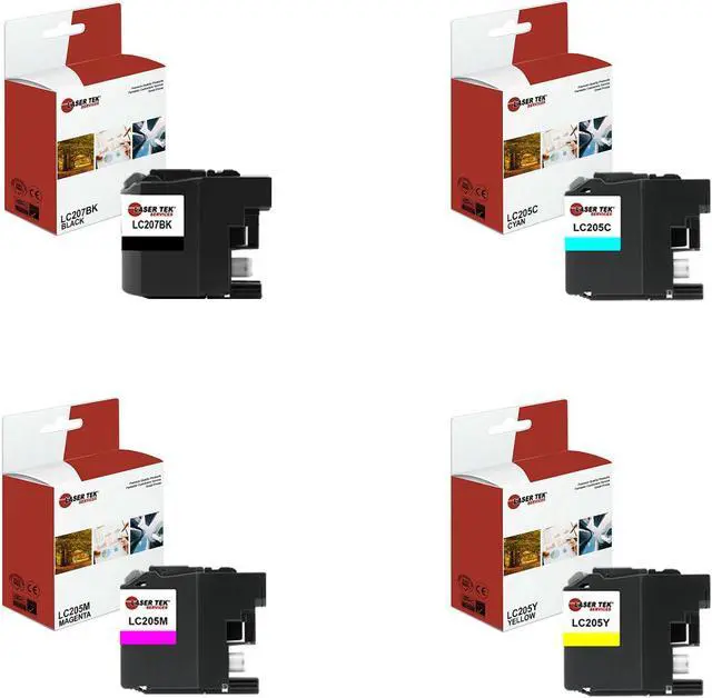 Main image of Laser Tek Services Compatible High Yield Ink Cartridge Replacement for Brother LC-207 LC207BK Works with Brother MFCJ4320DW J4420DW Printers (Black, Cyan, Magenta, Yellow, 4 Pack)